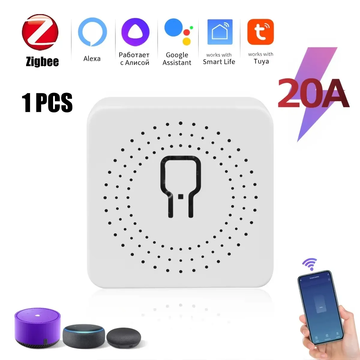 Module interrupteur intelligent WiFi/Zigbee 3.0 mini disjoncteur DIY avec minuteur à distance pour contrôle de l'éclairage, compatible Tuya Smart Life, Alexa et Google 9