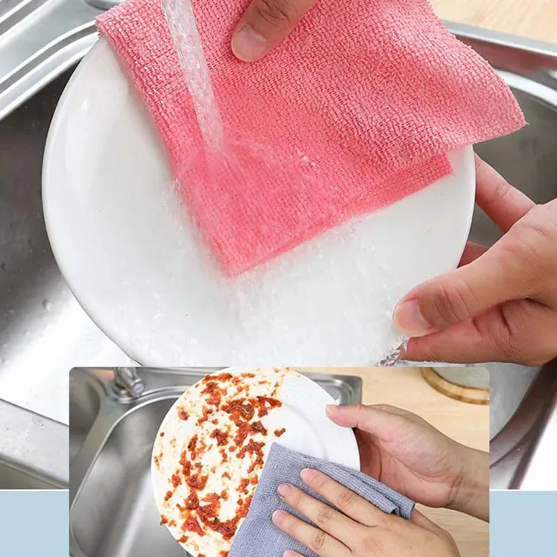 Rouleau de chiffons de nettoyage en microfibre détachables, torchons de cuisine réutilisables et anti-graisse à séchage rapide 4