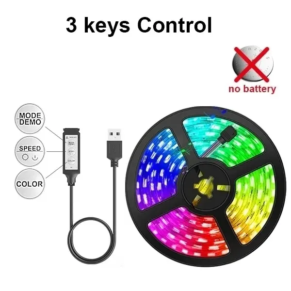 Bande LED RGB 5050 USB 5V avec télécommande Bluetooth et Wi-Fi, contrôle par application, longueur 1 à 30 m, rétroéclairage pour chambre 8