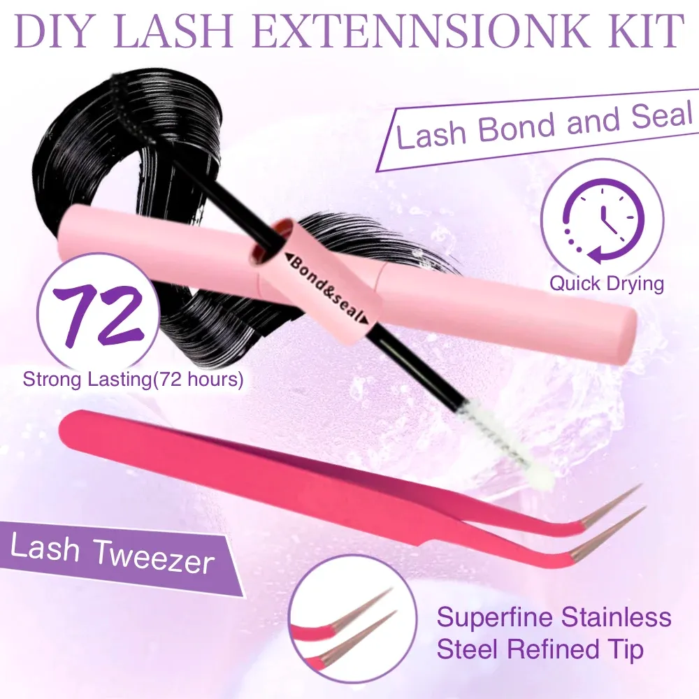 Kit d'extension de cils DIY 700 pcs, courbures 30D/40D/50D/80D, longueurs mixtes 9-16 mm, boucles D-Curl pour la maison et les célébrations festives 2