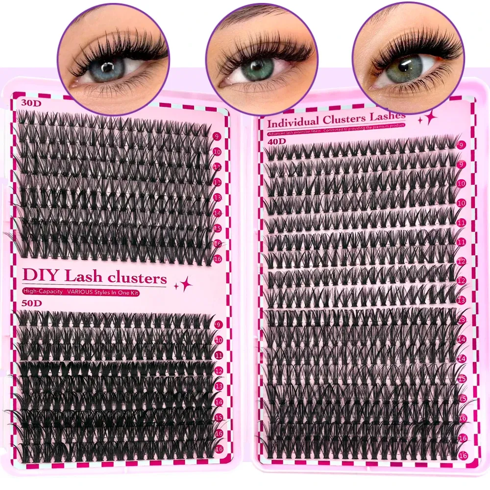 Kit d'extension de cils DIY 700 pcs, courbures 30D/40D/50D/80D, longueurs mixtes 9-16 mm, boucles D-Curl pour la maison et les célébrations festives 4