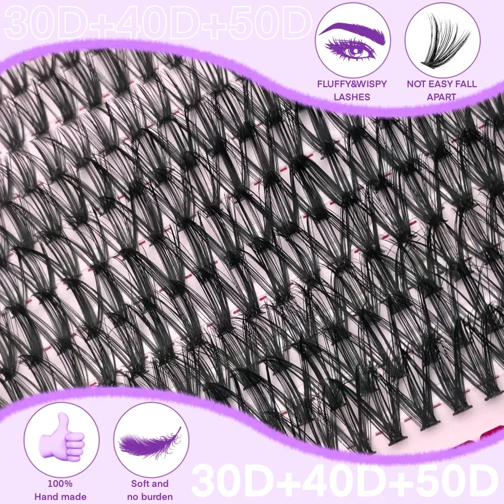 Kit d'extension de cils DIY 700 pcs, courbures 30D/40D/50D/80D, longueurs mixtes 9-16 mm, boucles D-Curl pour la maison et les célébrations festives 5