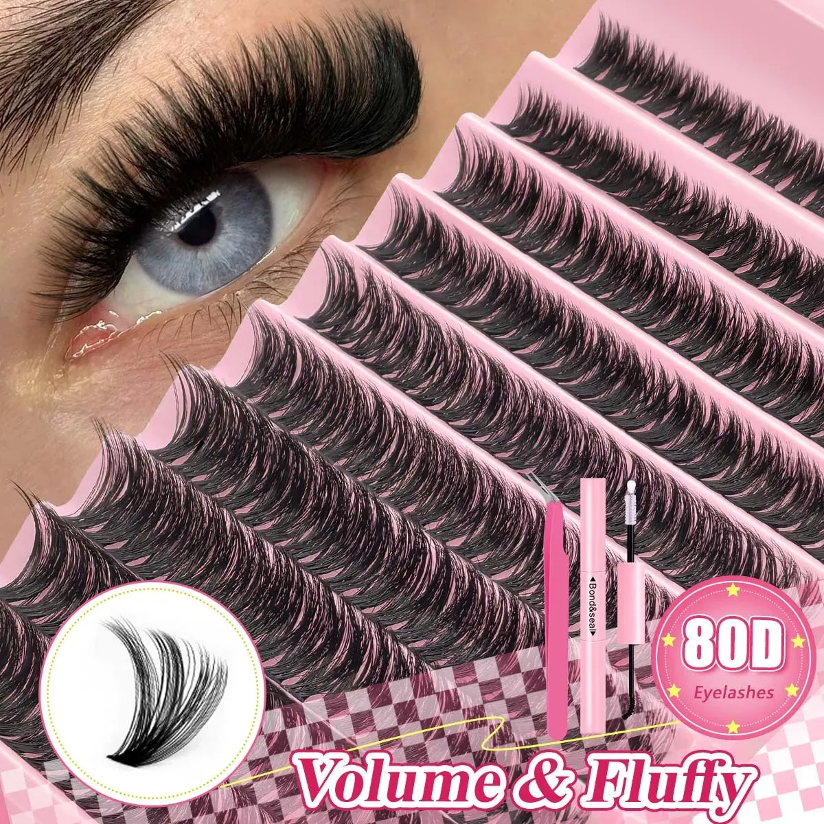 Kit d'extension de cils DIY 700 pcs, courbures 30D/40D/50D/80D, longueurs mixtes 9-16 mm, boucles D-Curl pour la maison et les célébrations festives 7