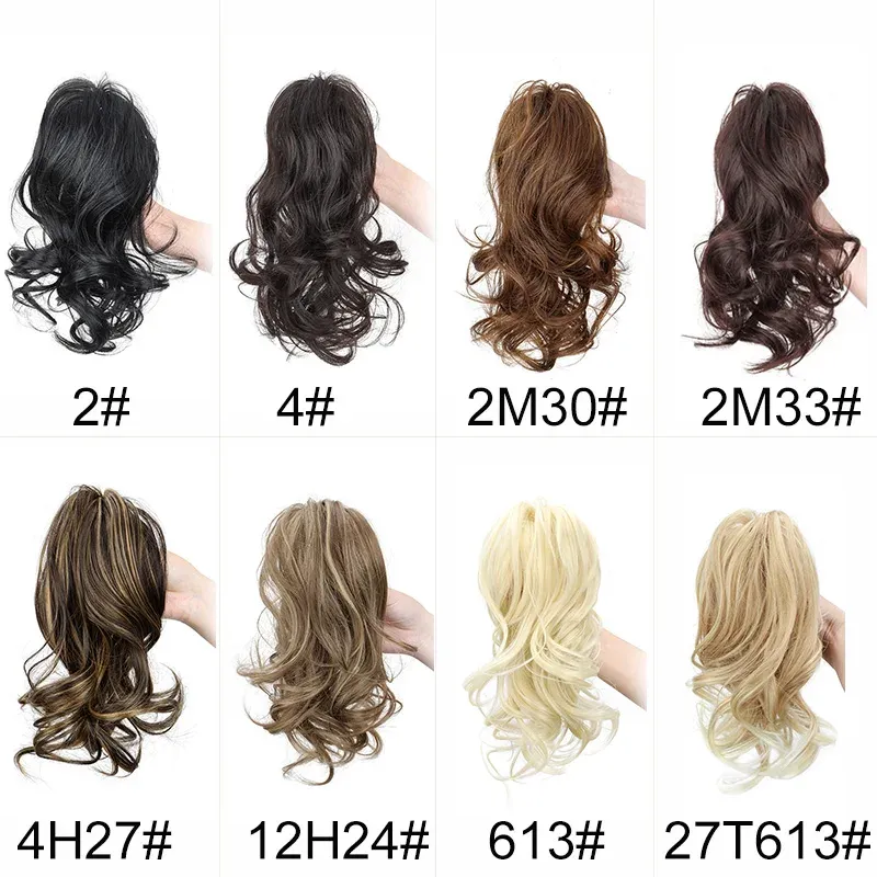 Pince à queue de cheval synthétique bouclée de 30 cm, extension courte pour femmes, disponible en noir, brun et blond 2