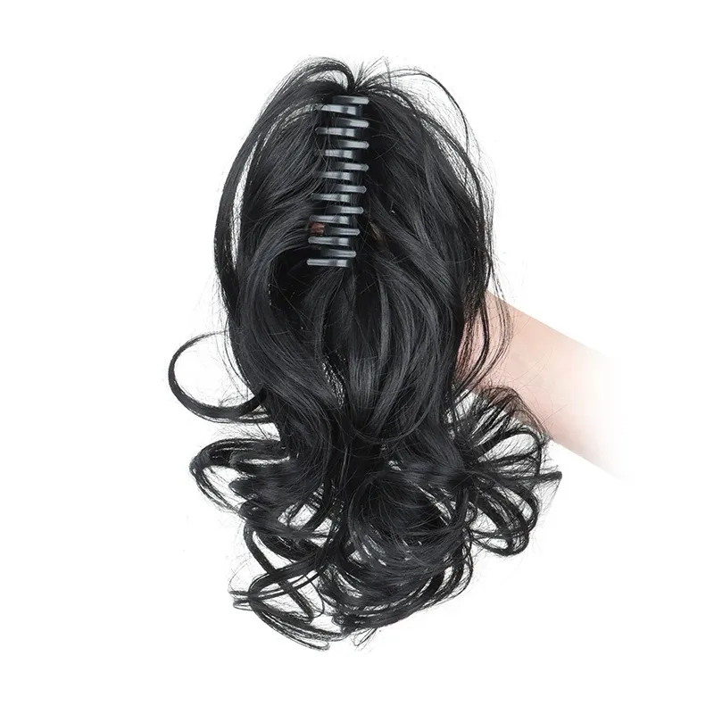 Pince à queue de cheval synthétique bouclée de 30 cm, extension courte pour femmes, disponible en noir, brun et blond 9