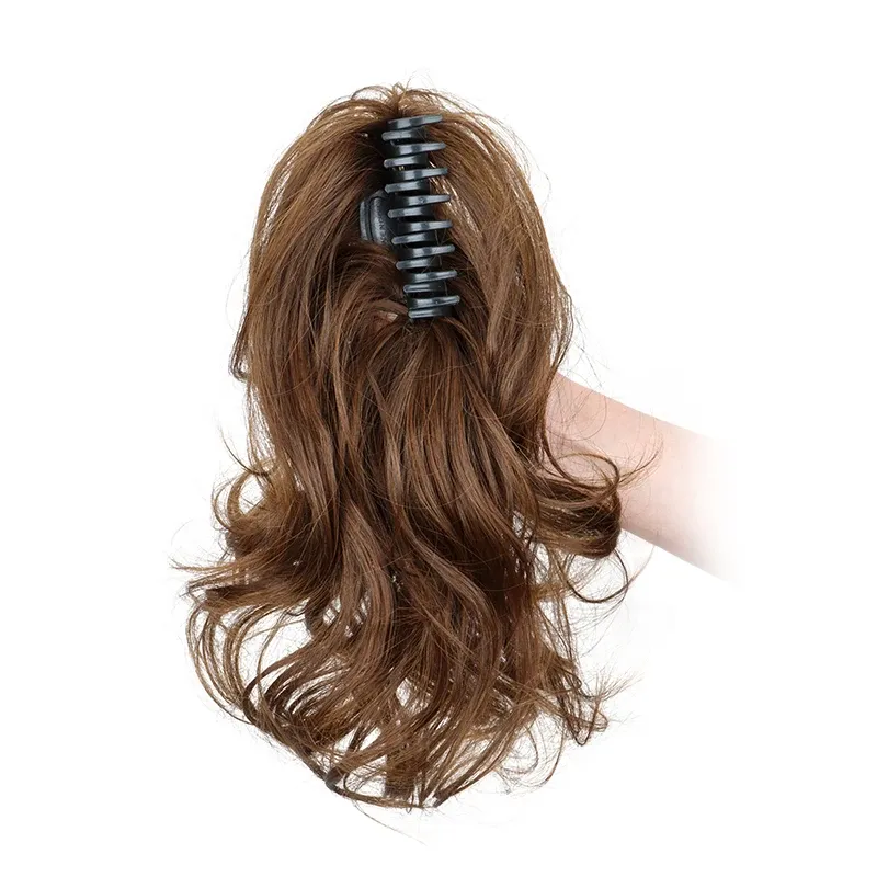 Pince à queue de cheval synthétique bouclée de 30 cm, extension courte pour femmes, disponible en noir, brun et blond 7