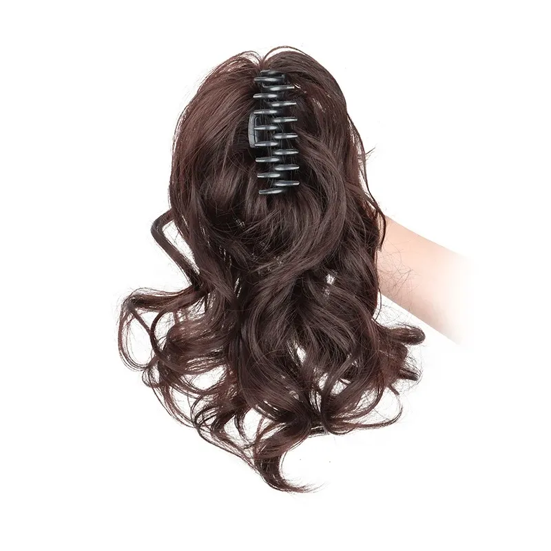 Pince à queue de cheval synthétique bouclée de 30 cm, extension courte pour femmes, disponible en noir, brun et blond 13