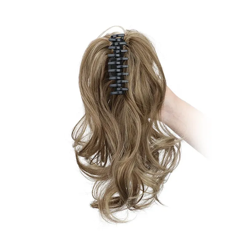 Pince à queue de cheval synthétique bouclée de 30 cm, extension courte pour femmes, disponible en noir, brun et blond 11