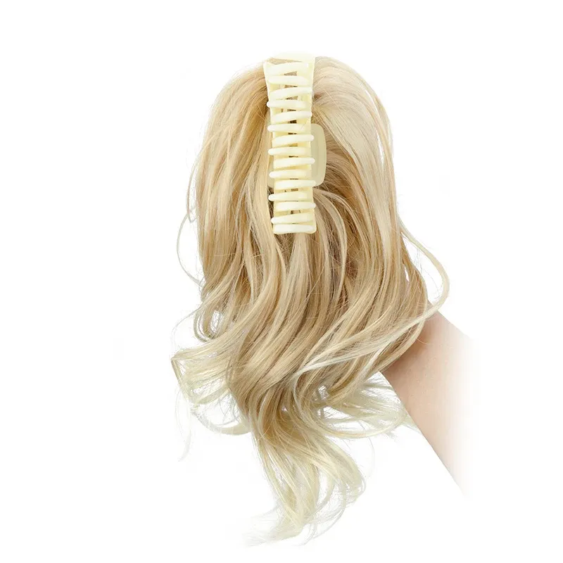 Pince à queue de cheval synthétique bouclée de 30 cm, extension courte pour femmes, disponible en noir, brun et blond 10