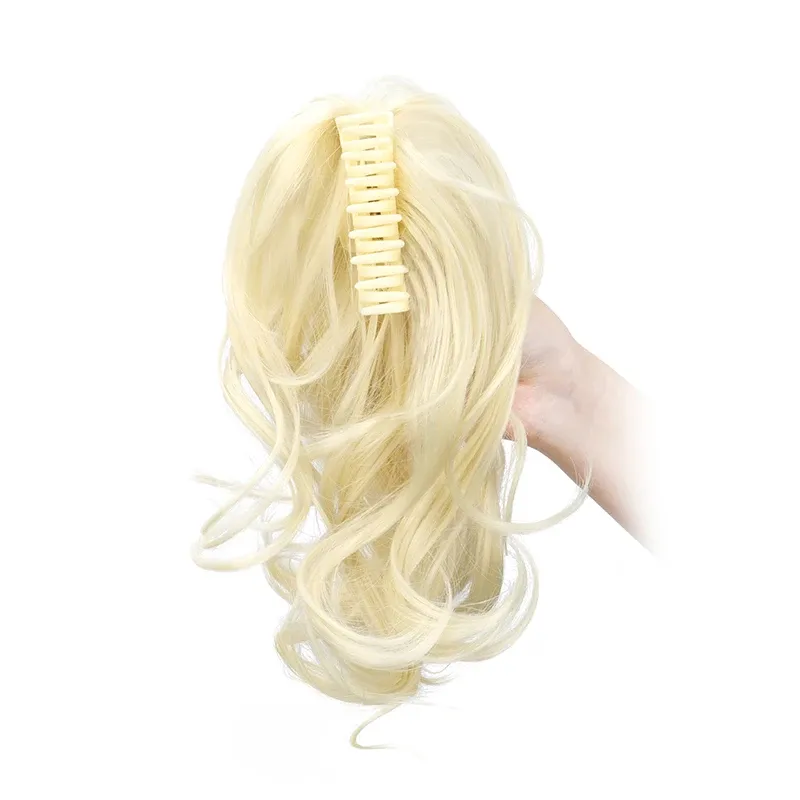 Pince à queue de cheval synthétique bouclée de 30 cm, extension courte pour femmes, disponible en noir, brun et blond 14