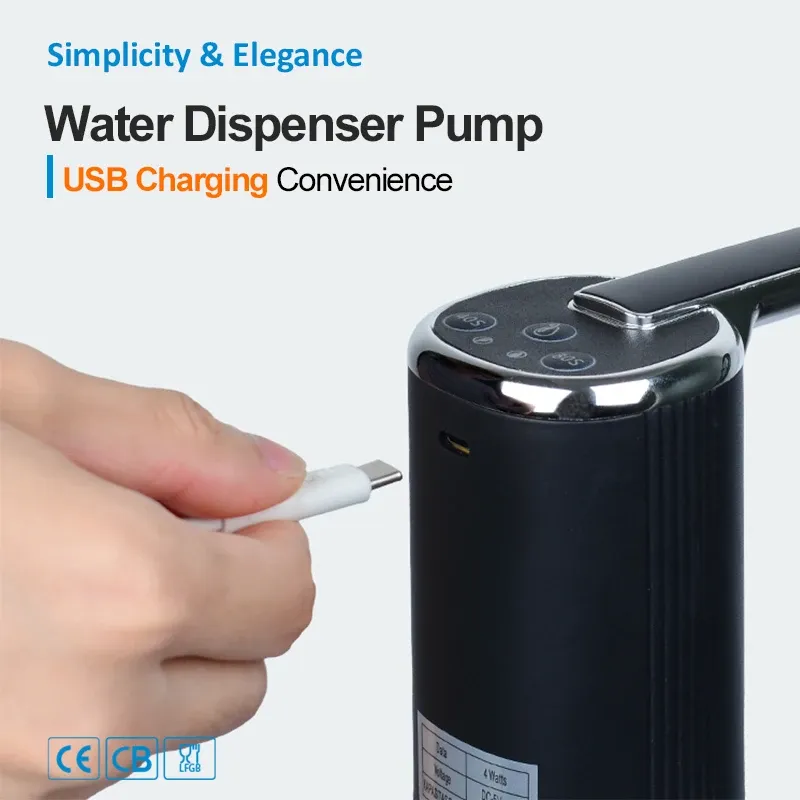 Distributeur d'eau électrique portable pliable, rechargeable par USB 4