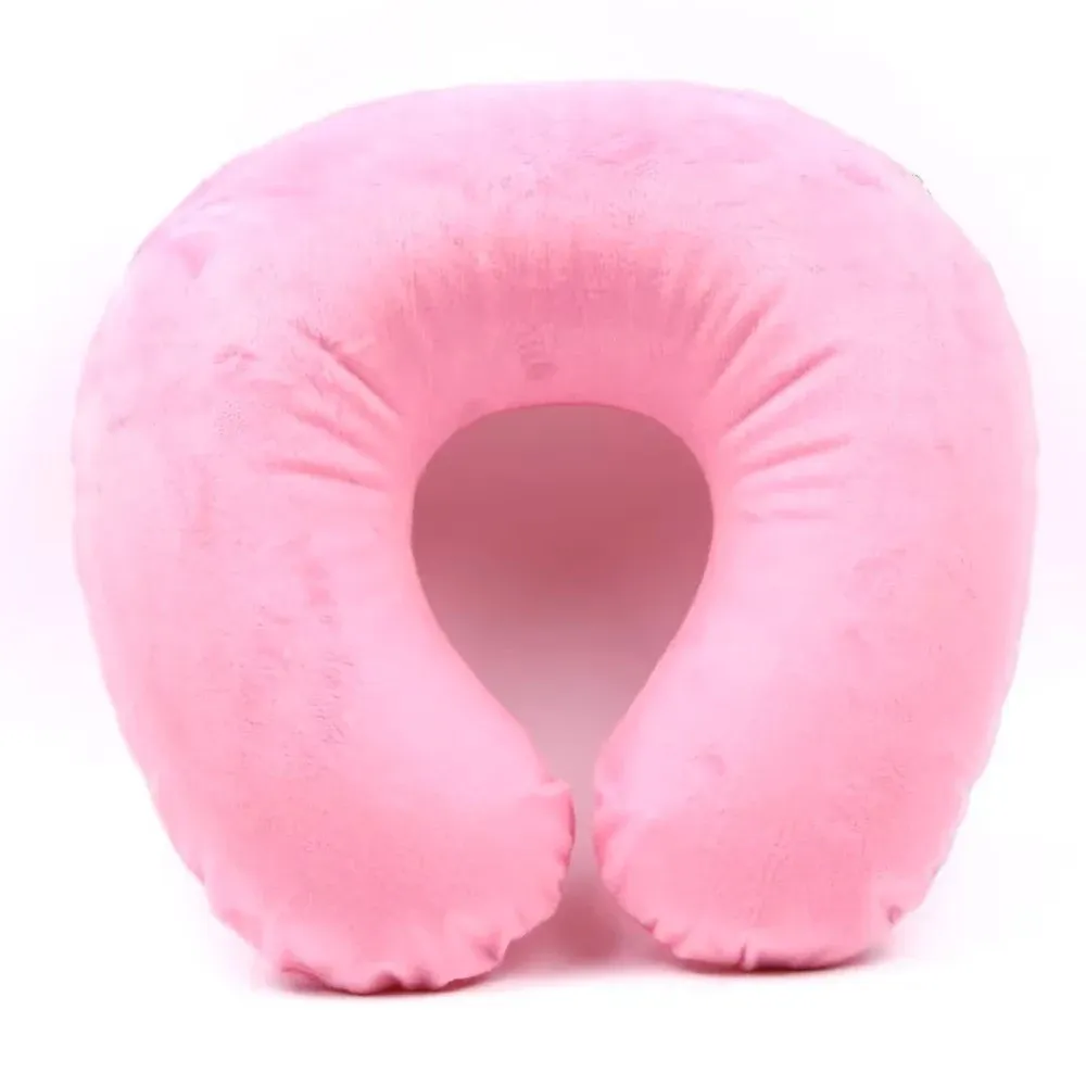 Oreiller de voyage gonflable portable en forme de U, soutien cervical, revêtement en peluche courte, idéal pour le sommeil au bureau 14