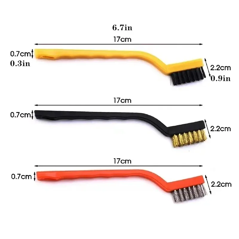 Lot de 3 brosses métalliques en acier inoxydable et laiton de 7 pouces pour le décapage de la rouille et l'ébavurage 5