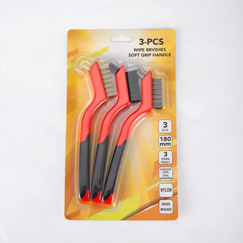 Lot de 3 brosses métalliques en acier inoxydable et laiton de 7 pouces pour le décapage de la rouille et l'ébavurage 7
