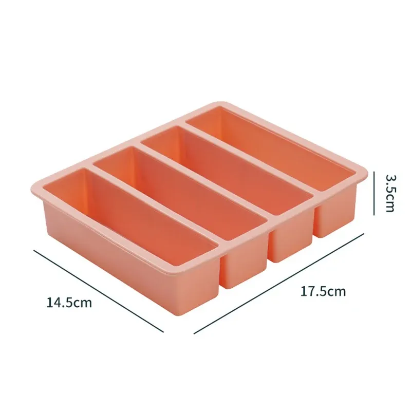 Bacs de congélation en silicone, grand format pour aliments, sauces et repas, avec couvercle, extra large, moules à glaçons et à soupe, bac 4 cubes, 1 pièce 8