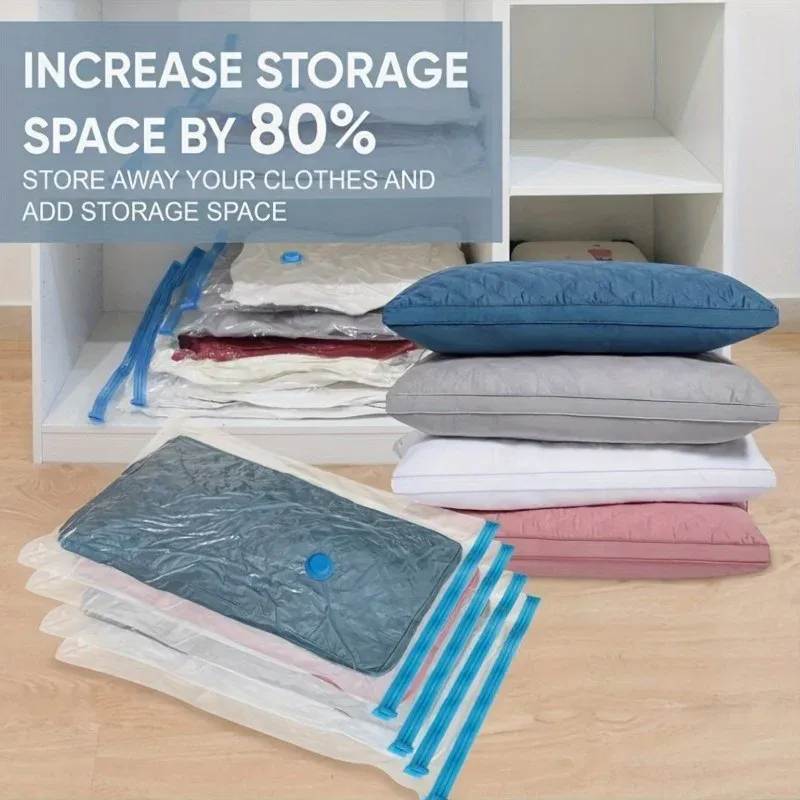 Lot de 3/5/10 sacs de rangement sous vide pour vêtements et literie, sacs de compression gain de place, pliables et réutilisables, fermeture hermétique 5
