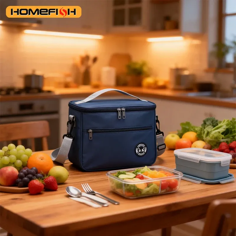 Sac isotherme pour bento avec bandoulière en aluminium épais 4