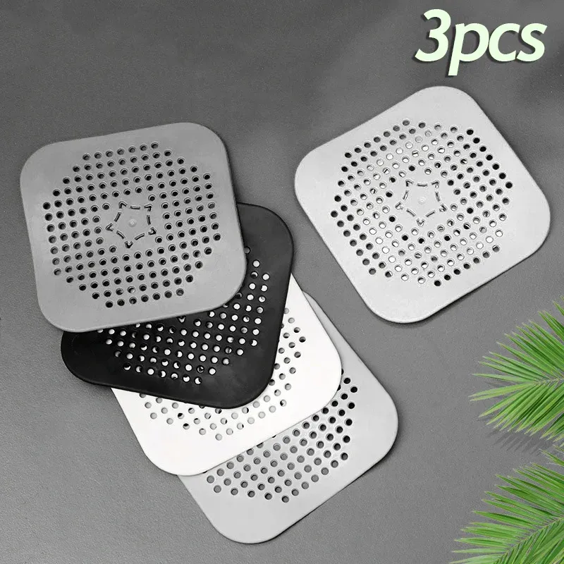 Lot de 3 filtres de vidange en silicone anti-blocage pour évier, baignoire et douche