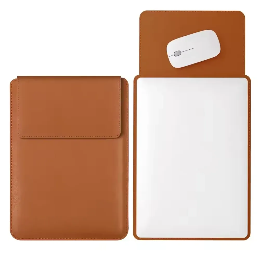 Housse pour ordinateur portable 13 à 16 pouces en simili cuir PU, avec tapis de souris et accessoires