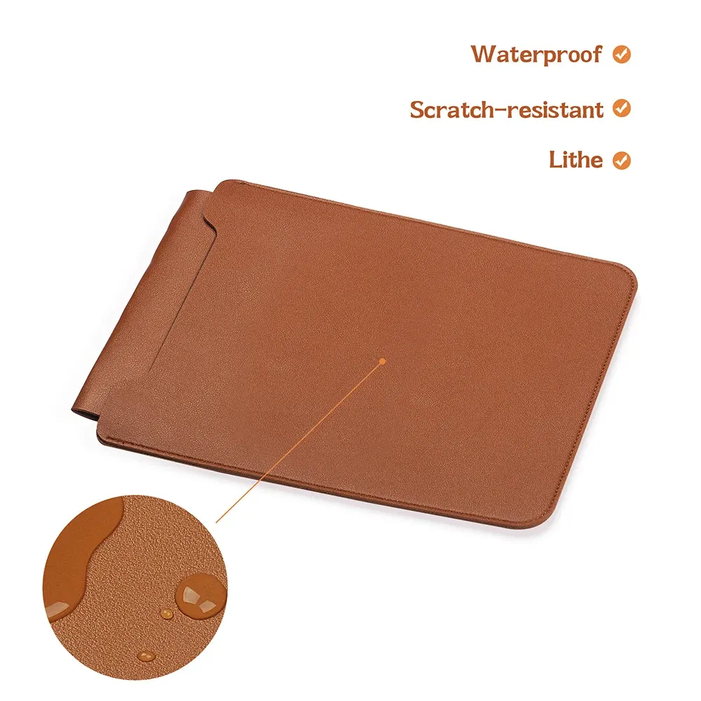 Housse pour ordinateur portable 13 à 16 pouces en simili cuir PU, avec tapis de souris et accessoires 4