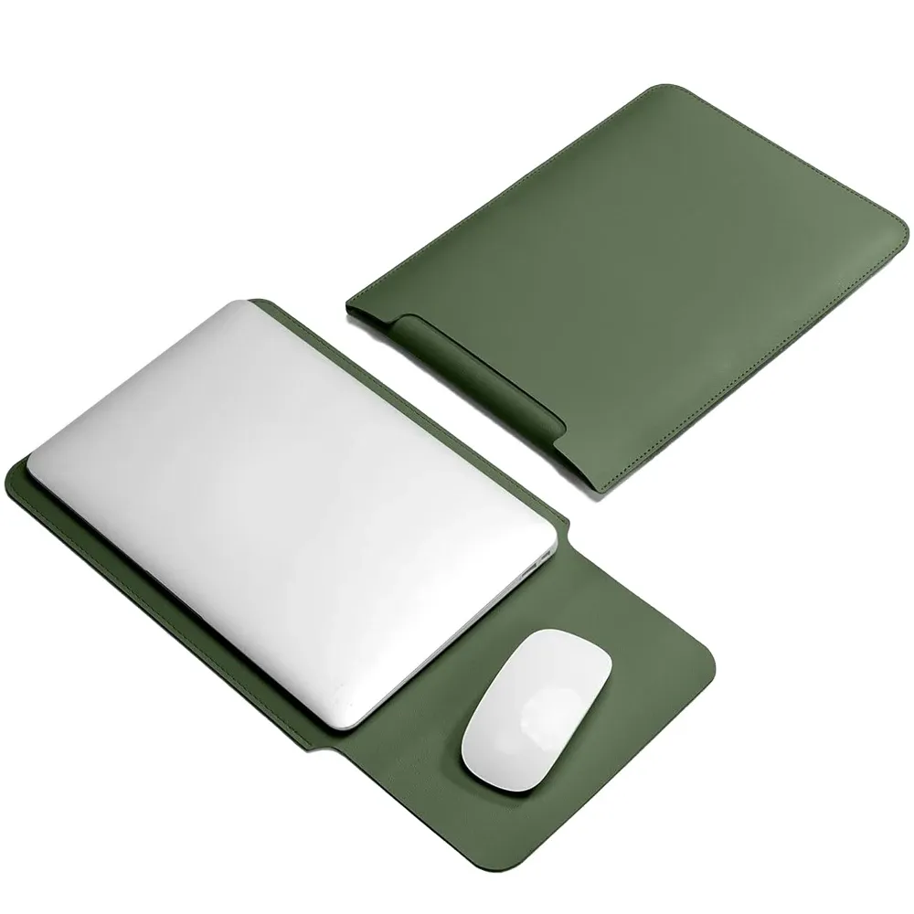 Housse pour ordinateur portable 13 à 16 pouces en simili cuir PU, avec tapis de souris et accessoires 9