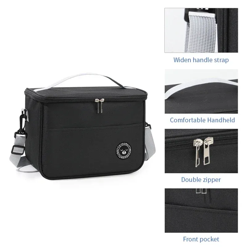 Sac isotherme carré en aluminium épais, boîte à repas pour bureau et étudiants, grand format (L) 3