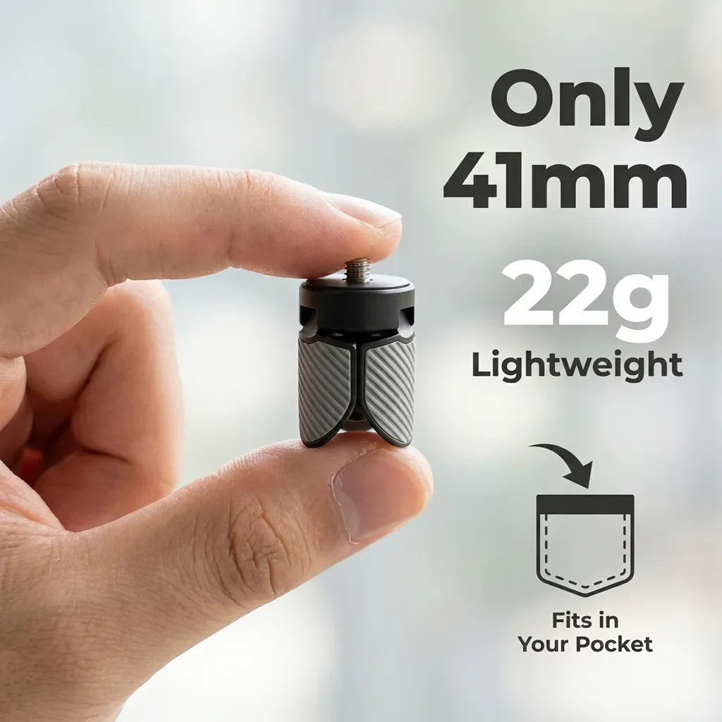 Mini trépied en plastique à vis 1/4" pour caméra d'action GoPro, smartphone et DJI Pocket 3/4