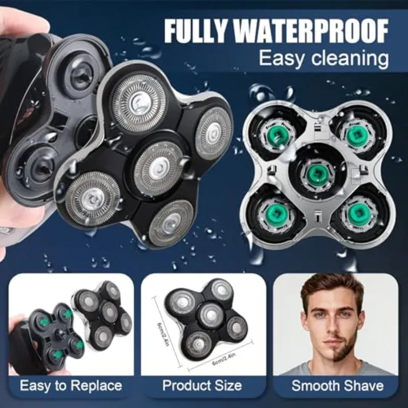 Têtes de rasoir de rechange compatibles avec Balder XR7000, RX5 et XR1500, lot de 5 têtes flottantes à double lame pour rasoir électrique homme, utilisable à sec et sous l'eau 5