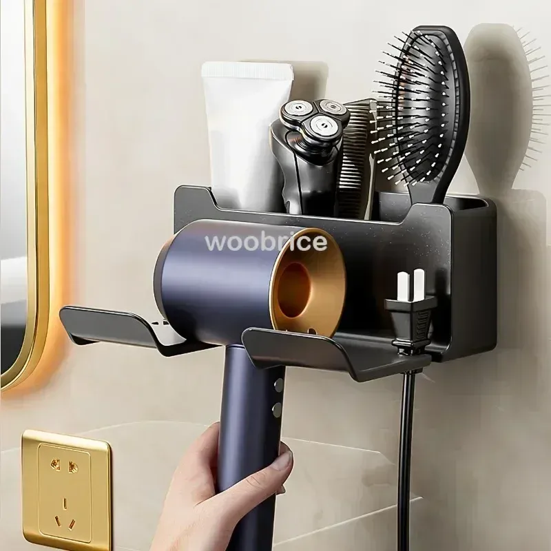 Support mural pour sèche-cheveux, porte-lisseur, organisateur pour sèche-cheveux, boîte de rangement pour brosse à cheveux, accessoires de salle de bain 3