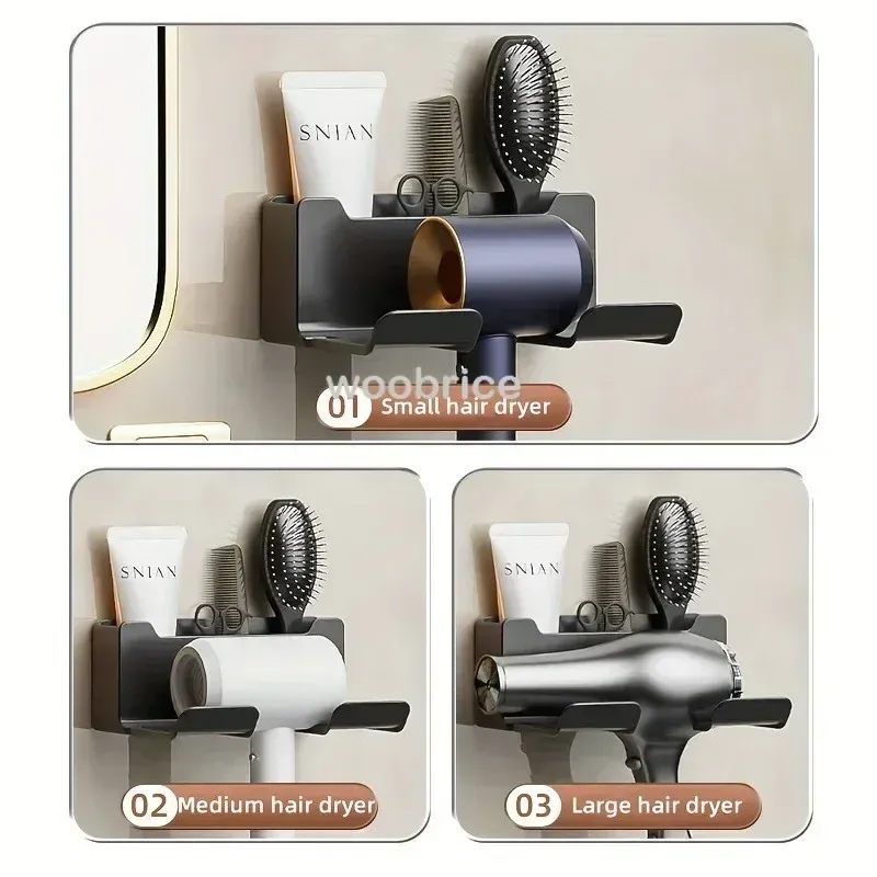 Support mural pour sèche-cheveux, porte-lisseur, organisateur pour sèche-cheveux, boîte de rangement pour brosse à cheveux, accessoires de salle de bain 5