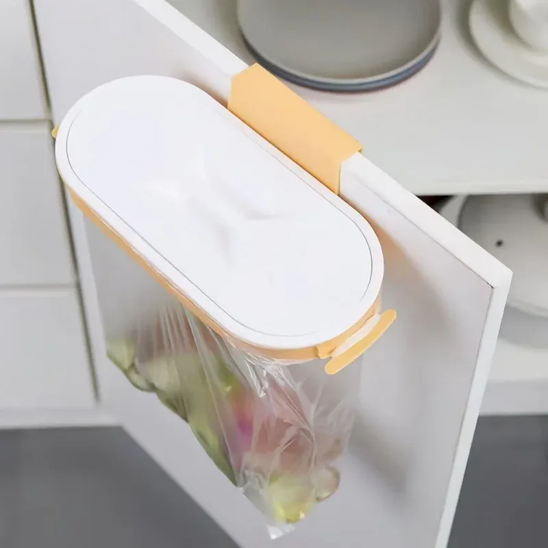Support de sac poubelle suspendu polyvalent, organisateur mural pour sous-évier de cuisine, range-tout pour portes d'armoire 3