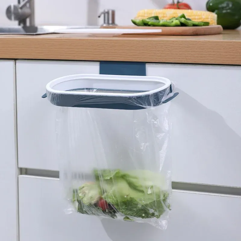 Support de sac poubelle suspendu polyvalent, organisateur mural pour sous-évier de cuisine, range-tout pour portes d'armoire 5