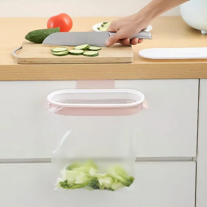 Support de sac poubelle suspendu polyvalent, organisateur mural pour sous-évier de cuisine, range-tout pour portes d'armoire 6