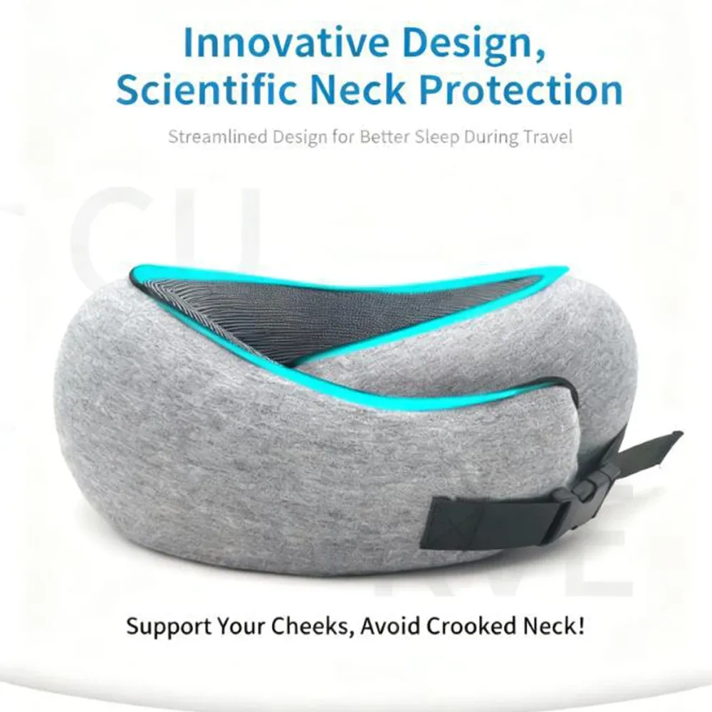 Oreiller cervical en U à mémoire de forme, pliable, idéal pour les voyages et la sieste