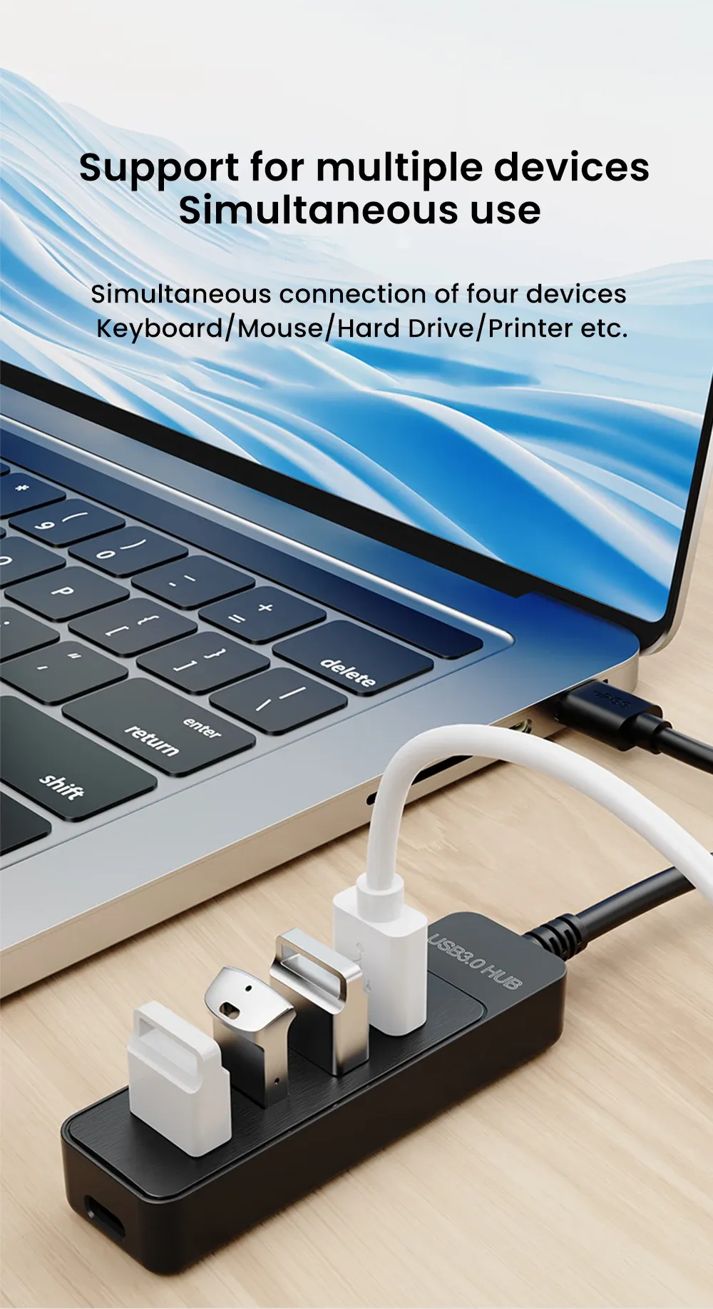 Hub USB multi-ports, connectique