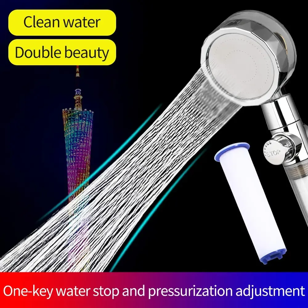 Tête de douche à main haute pression avec buse turbo et filtre en coton 2