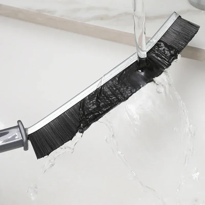 Brosse à joints à manche long pour cuisine et salle de bain, poils durs et résistants, idéale pour carrelage, encadrements de fenêtres et rails de porte 3