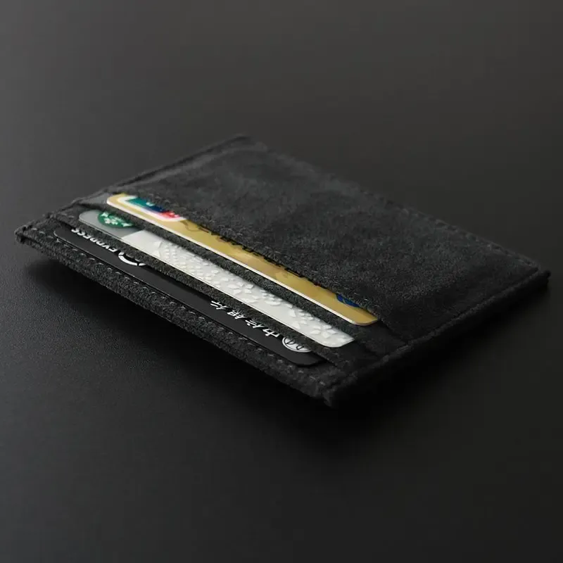Portefeuille fin en cuir suédé pour homme avec fermeture éclair et poche à monnaie 2