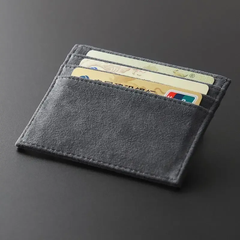 Portefeuille fin en cuir suédé pour homme avec fermeture éclair et poche à monnaie 3