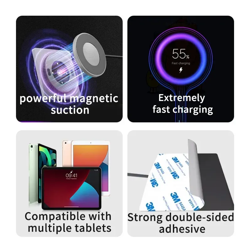 Support mural magnétique avec chargeur sans fil et station d'accueil USB-C pour tablette Android et iPad, panneau de contrôle domotique 6