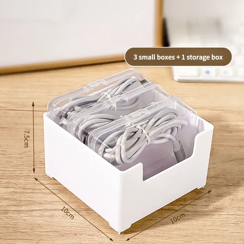 Boîte d'organisation de câbles de données, boîte de rangement pour cordons, organiseur de câbles de chargeur de bureau, kit d'organisation de câbles Apple, format mini 7