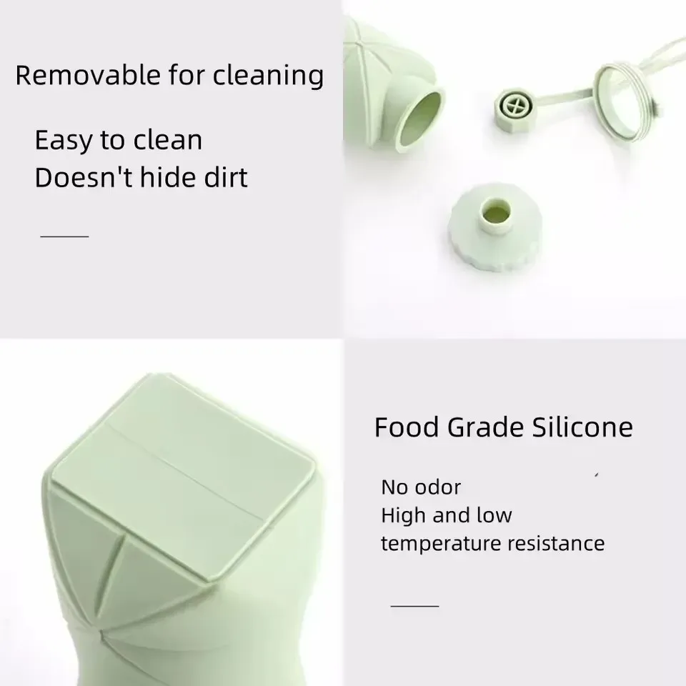 Tasse pliable en silicone de 600 ml, grande capacité, gourde de voyage portable pour l'extérieur, qualité alimentaire 4
