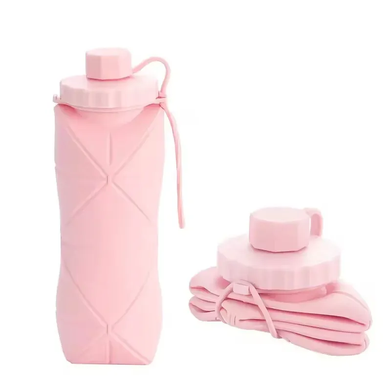 Tasse pliable en silicone de 600 ml, grande capacité, gourde de voyage portable pour l'extérieur, qualité alimentaire 7