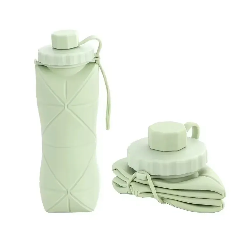 Tasse pliable en silicone de 600 ml, grande capacité, gourde de voyage portable pour l'extérieur, qualité alimentaire 8