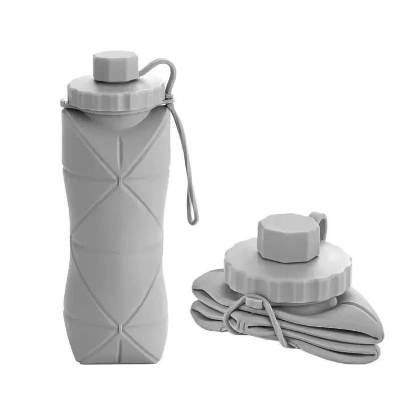 Tasse pliable en silicone de 600 ml, grande capacité, gourde de voyage portable pour l'extérieur, qualité alimentaire 10