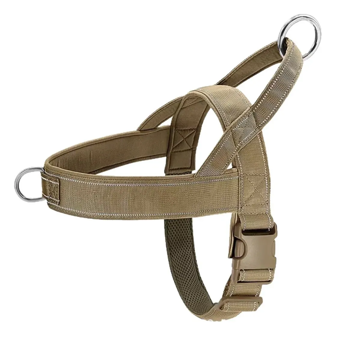 Harnais tactique anti-traction pour grand chien : gilet robuste à bande réfléchissante, réglable et rembourré 10
