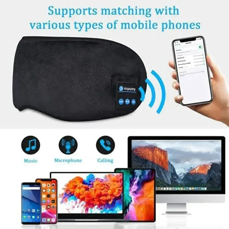 Masque de sommeil Bluetooth avec écouteurs intégrés, bandeau doux et élastique 4