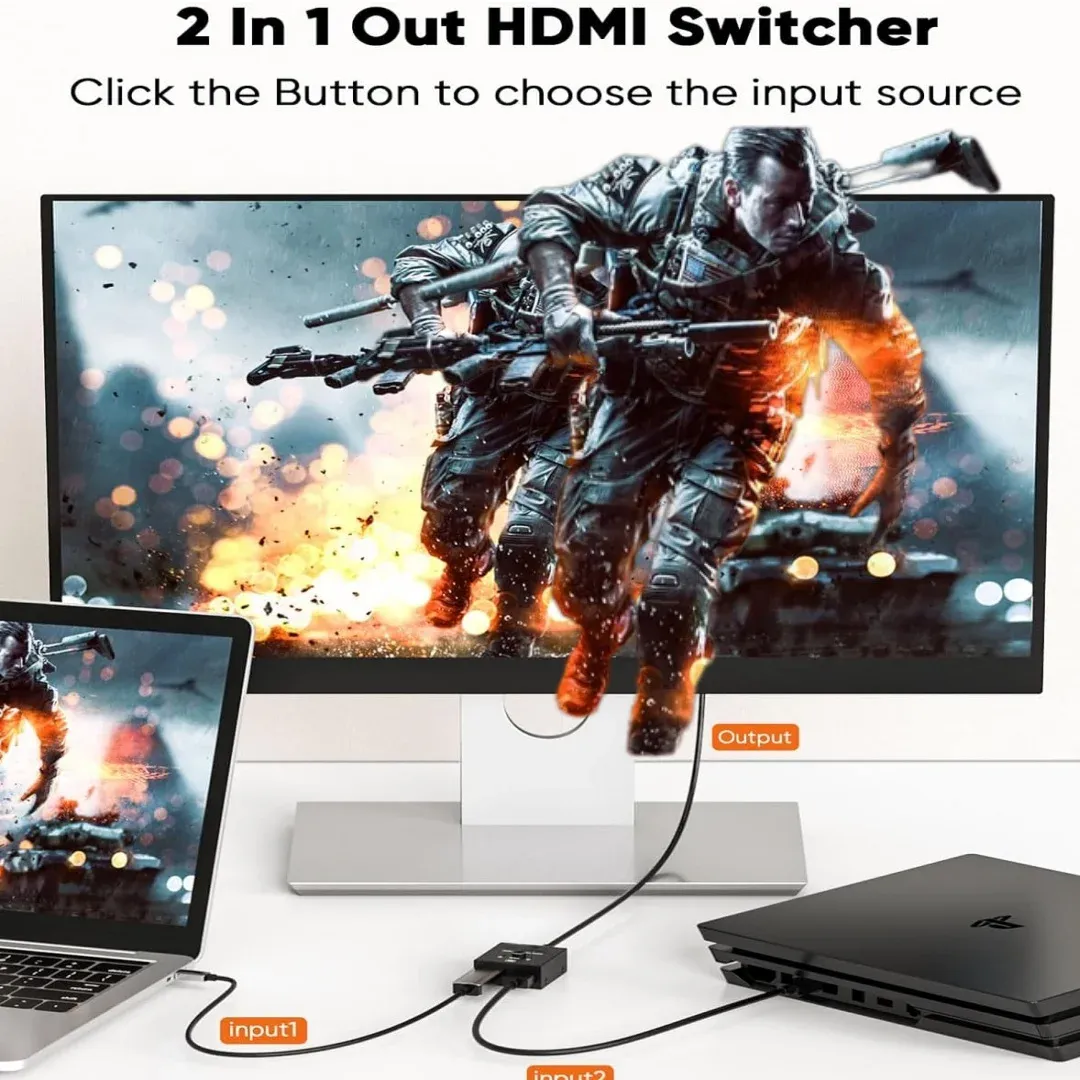 Commutateur HDMI bidirectionnel 4K 2.0, 1x2 / 2x1, convertisseur 2 en 1 compatible PS4 Pro, PS4 et PS3 4