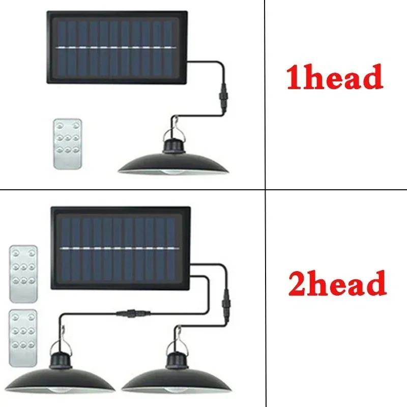 Suspension LED solaire d'extérieur étanche à double tête avec télécommande, idéale pour hangar et grange 2