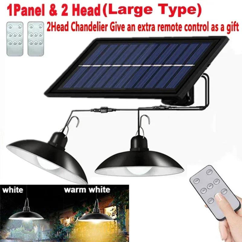 Suspension LED solaire d'extérieur étanche à double tête avec télécommande, idéale pour hangar et grange 8